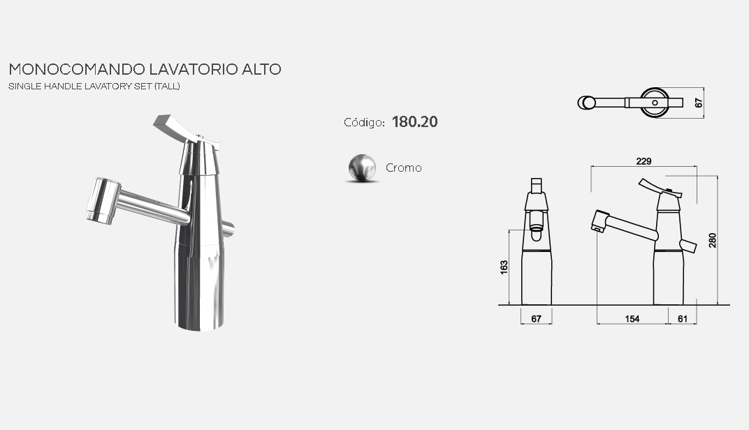 Grifería Monocomando Para Lavatorio Andez Jazz Alto