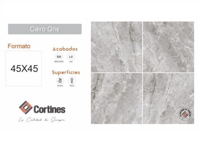Ceramica Cortines 45x45 Cairo Gris
