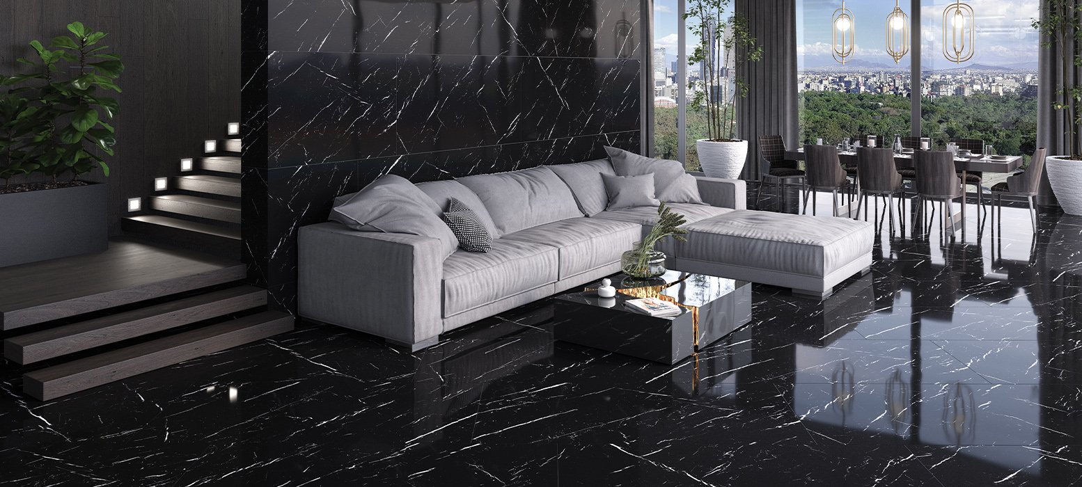 Porcelanato San Pietro Láminas 80x160 Negro Marquina