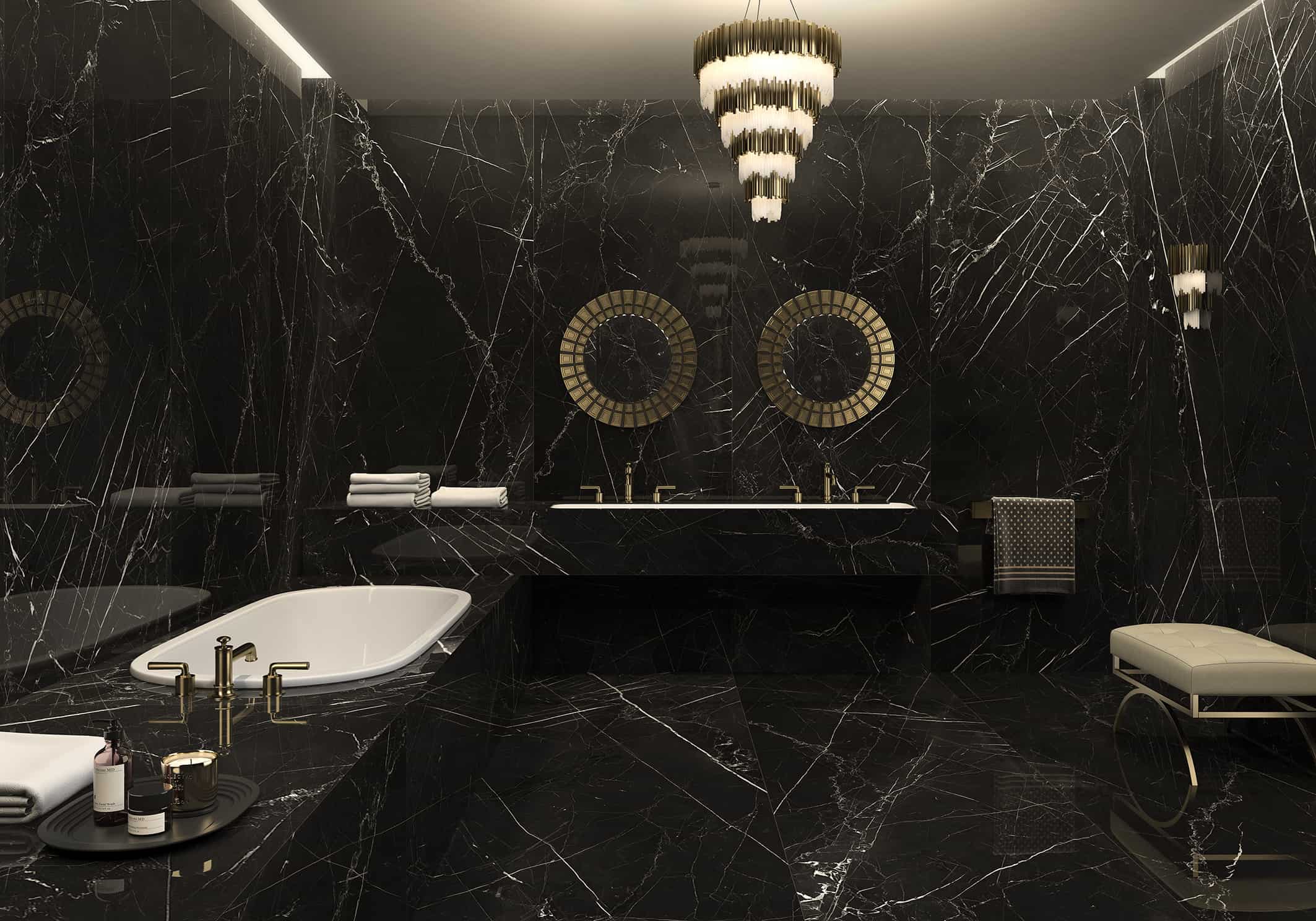 Porcelanato San Pietro Láminas 80x160 Negro Marquina