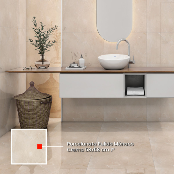 Porcelanato Cerro Negro 58x58 Monaco Crema Pulido