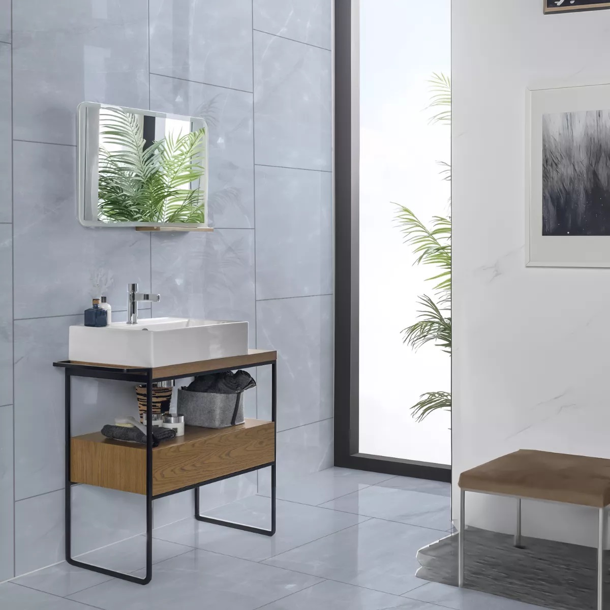 Porcelanato Lourdes 80x80 Goya Gris Pulido