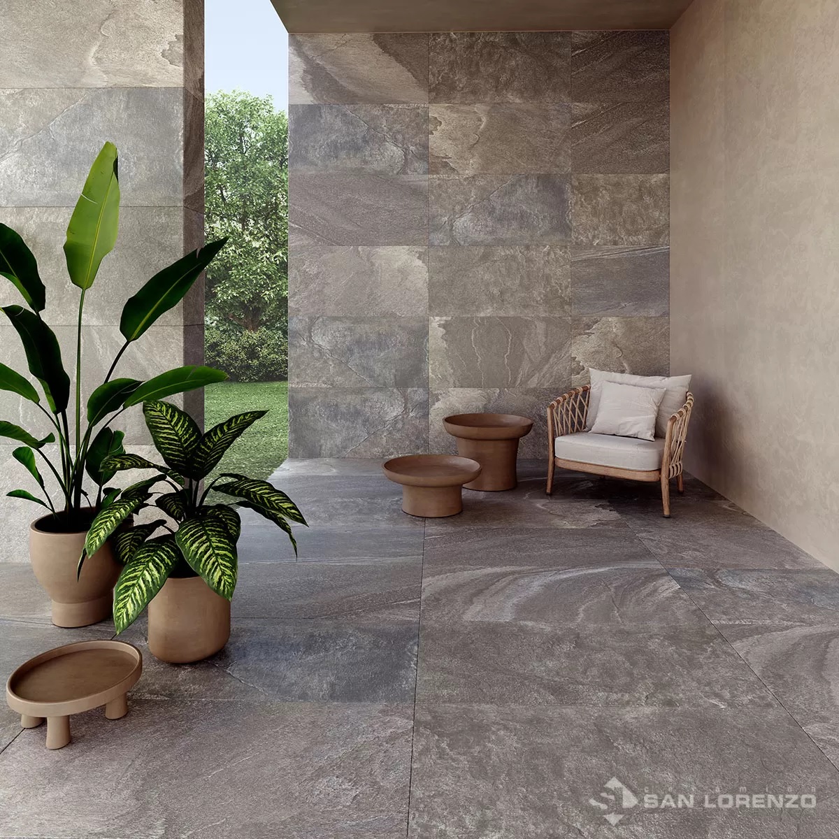 Porcelanato San Lorenzo 58x58 Rocca Ardesia Gris