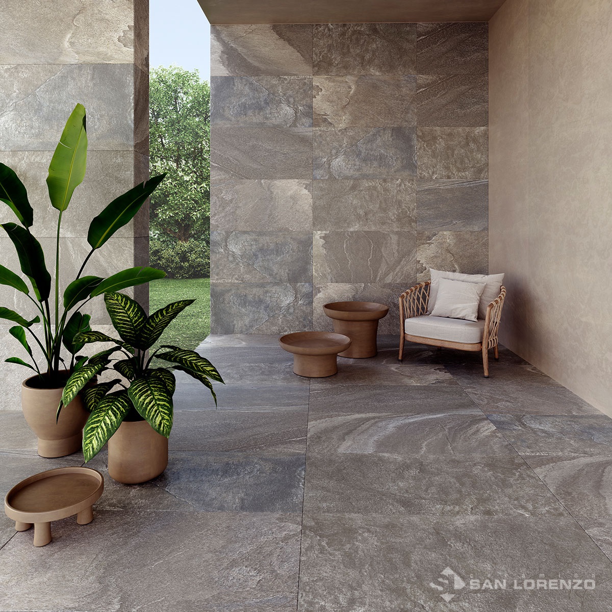 Porcelanato San Lorenzo 58x117 Rocca Ardesia Gris