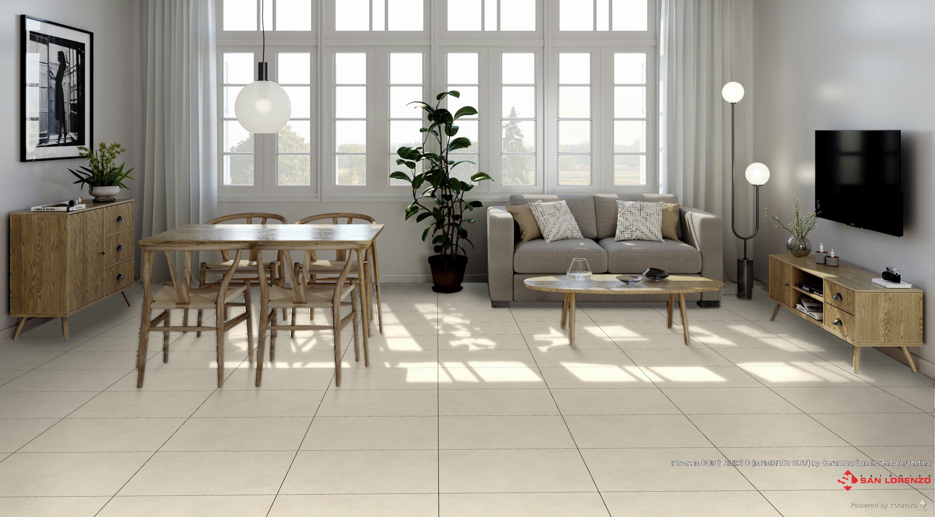 Porcelanato San Lorenzo 57x57 Moods Hueso Pulido