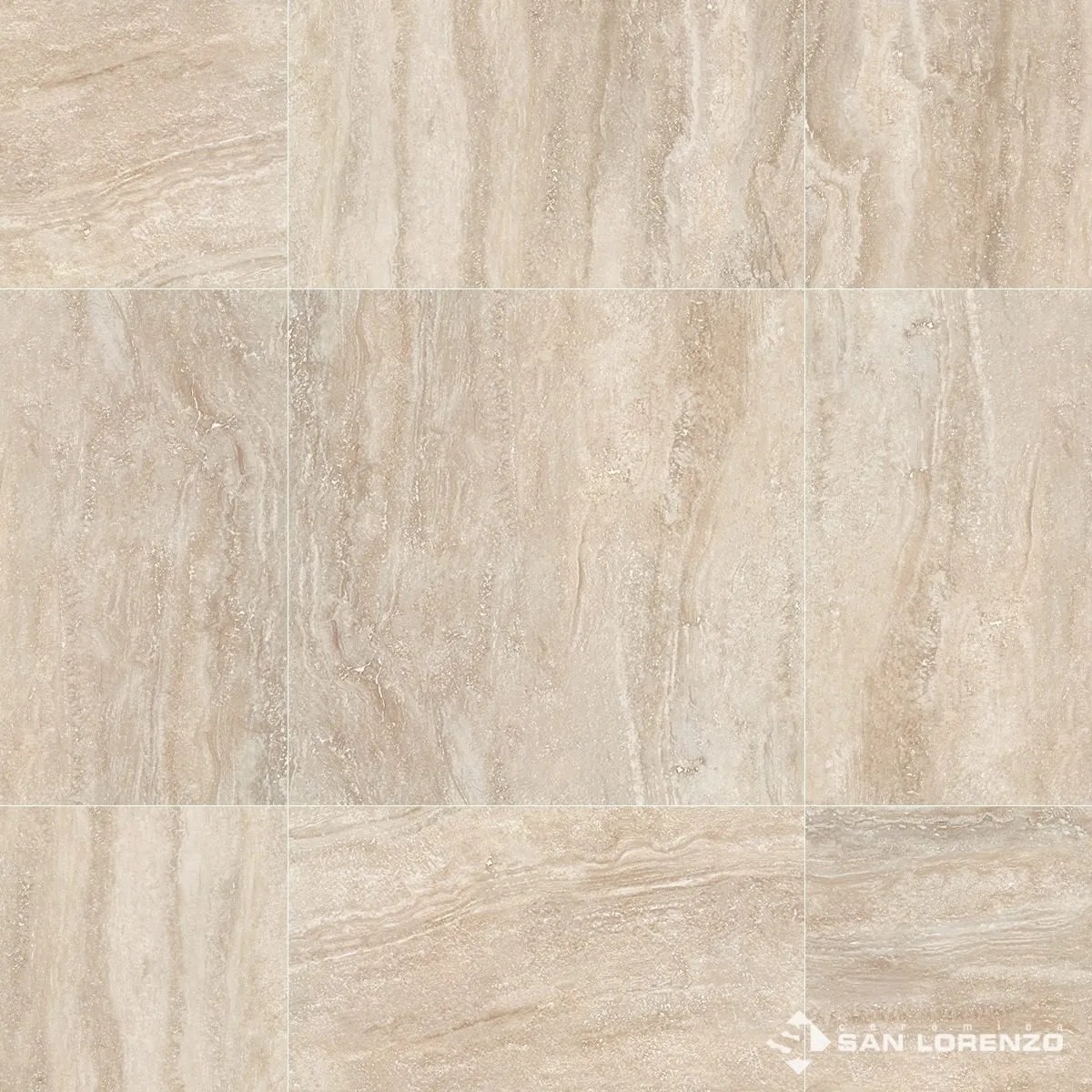 Porcelanato San Lorenzo 57x57 Marmol Travertino Crema