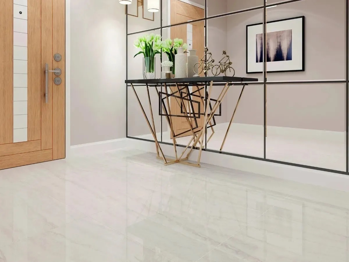 Porcelanato San Lorenzo 57x57 Marmol Travertino Crema