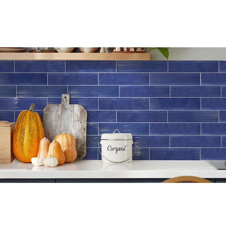 Ceramica Esmaltada Piu 6,9x28 Veneto Azul Noche Brillante