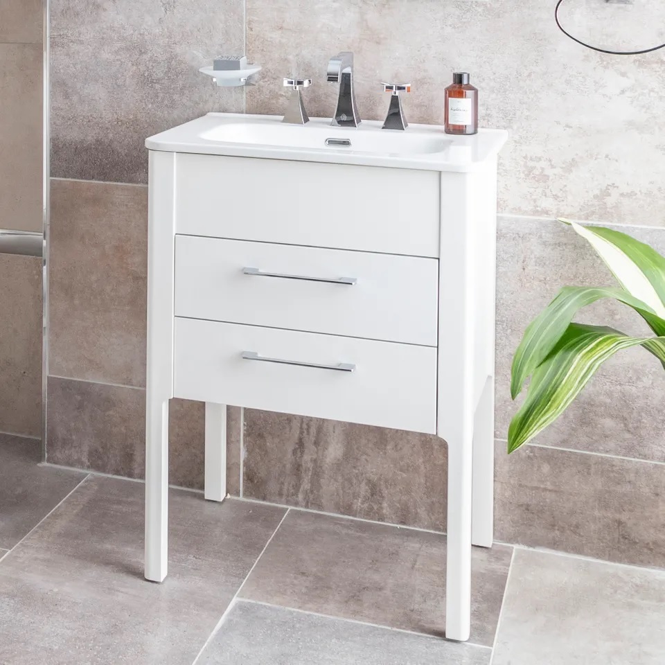 Vanitory De Pie Con Bacha Monocomando Campi Curve 60 Cm