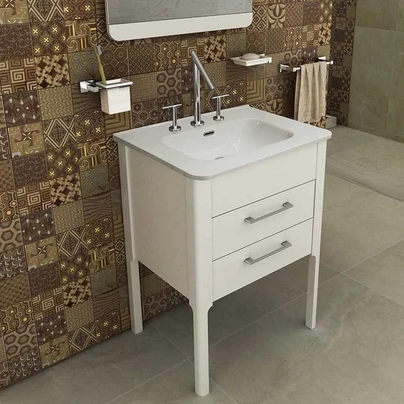 Vanitory De Pie Con Bacha Monocomando Campi Curve 60 Cm