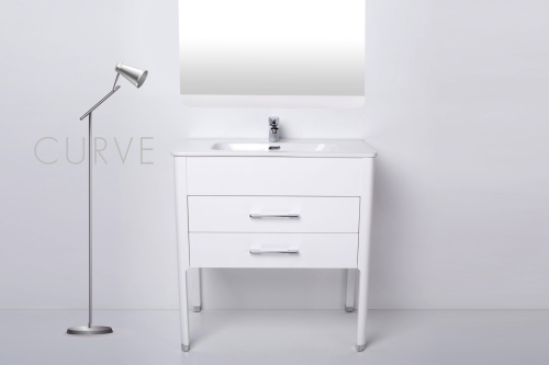 Vanitory De Pie Con Bacha De 3 Agujeros Campi Curve 60Cm Blanco