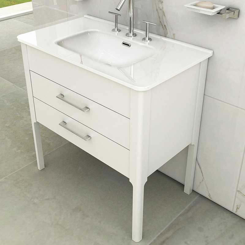 Vanitory De Pie Con Bacha De 3 Agujeros Campi Curve 60Cm Blanco