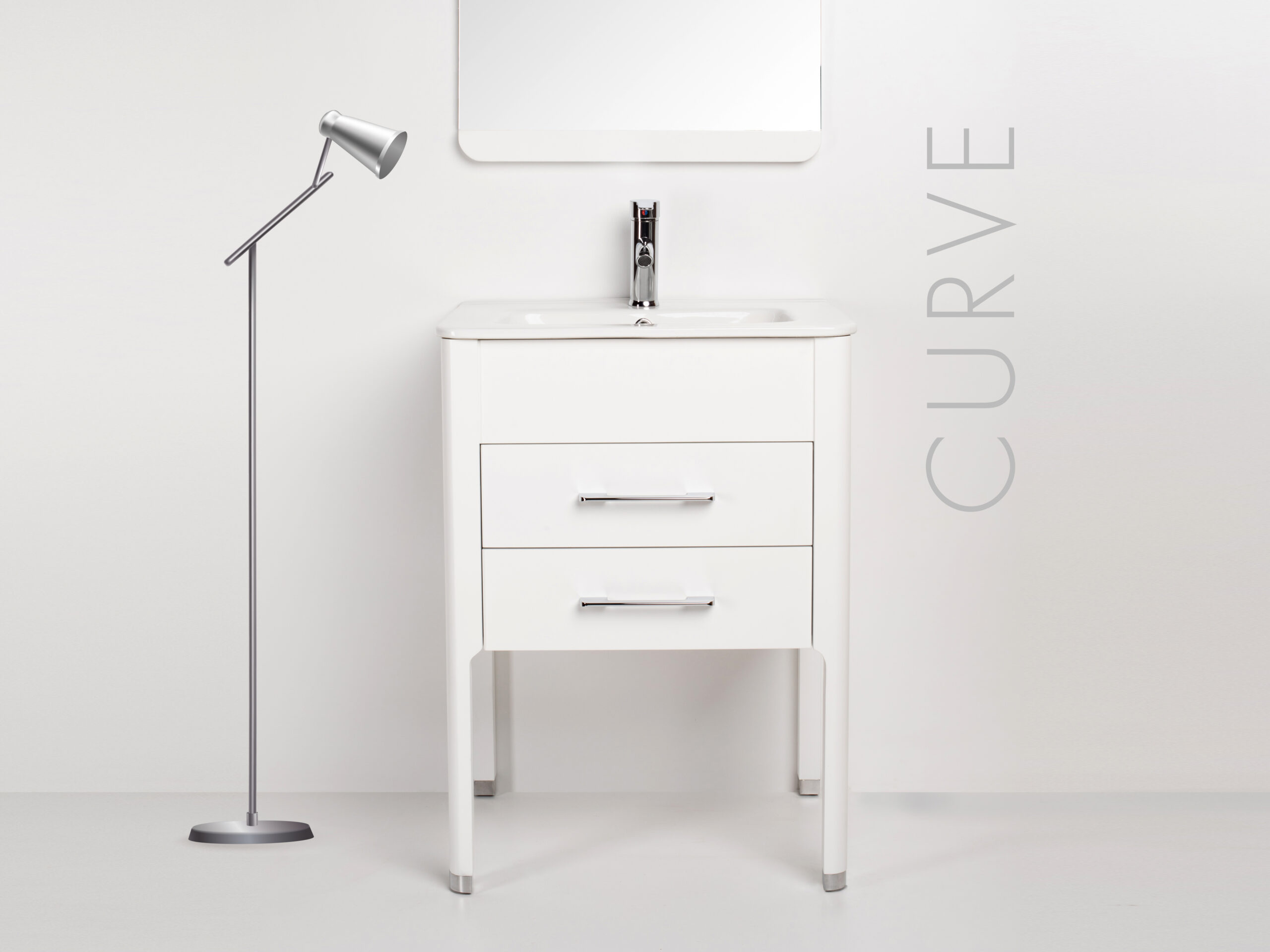 Vanitory De Pie Con Bacha De 3 Agujeros Campi Curve 60Cm Blanco