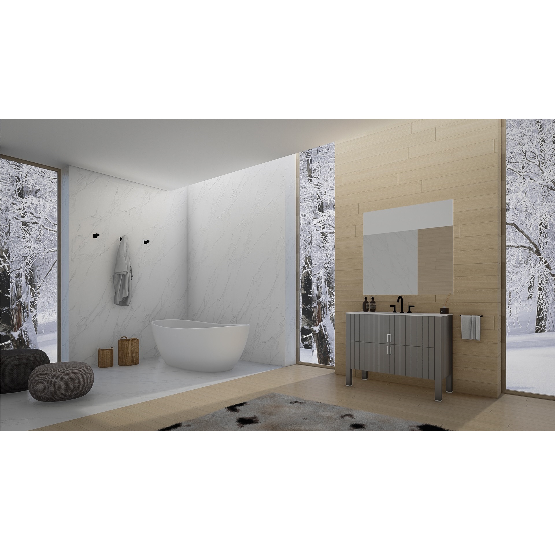 Vanitory De Pie Con Bacha De 3 Agujeros Campi Deck 70 Cm Gris