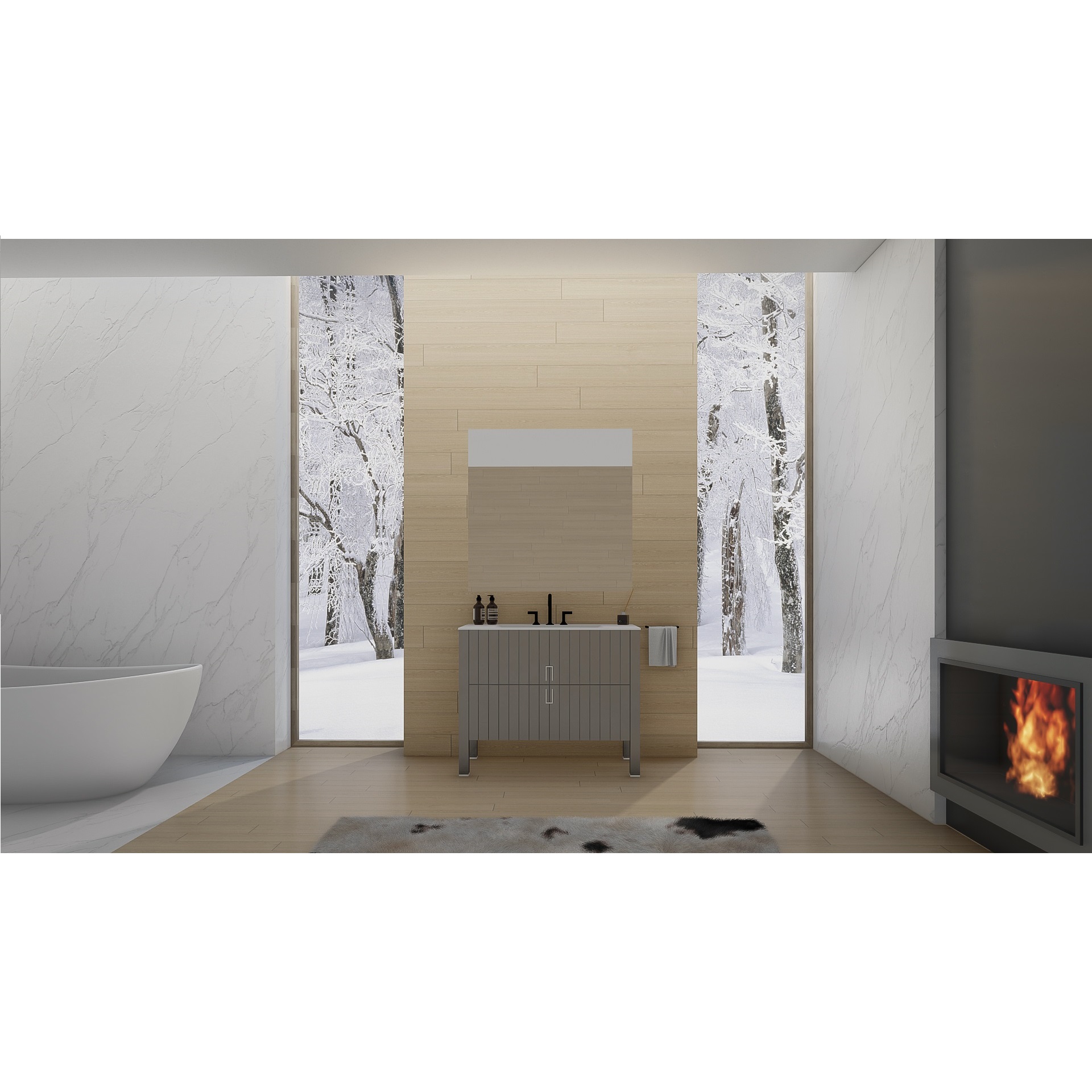 Vanitory De Pie Con Bacha De 3 Agujeros Campi Deck 70 Cm Gris