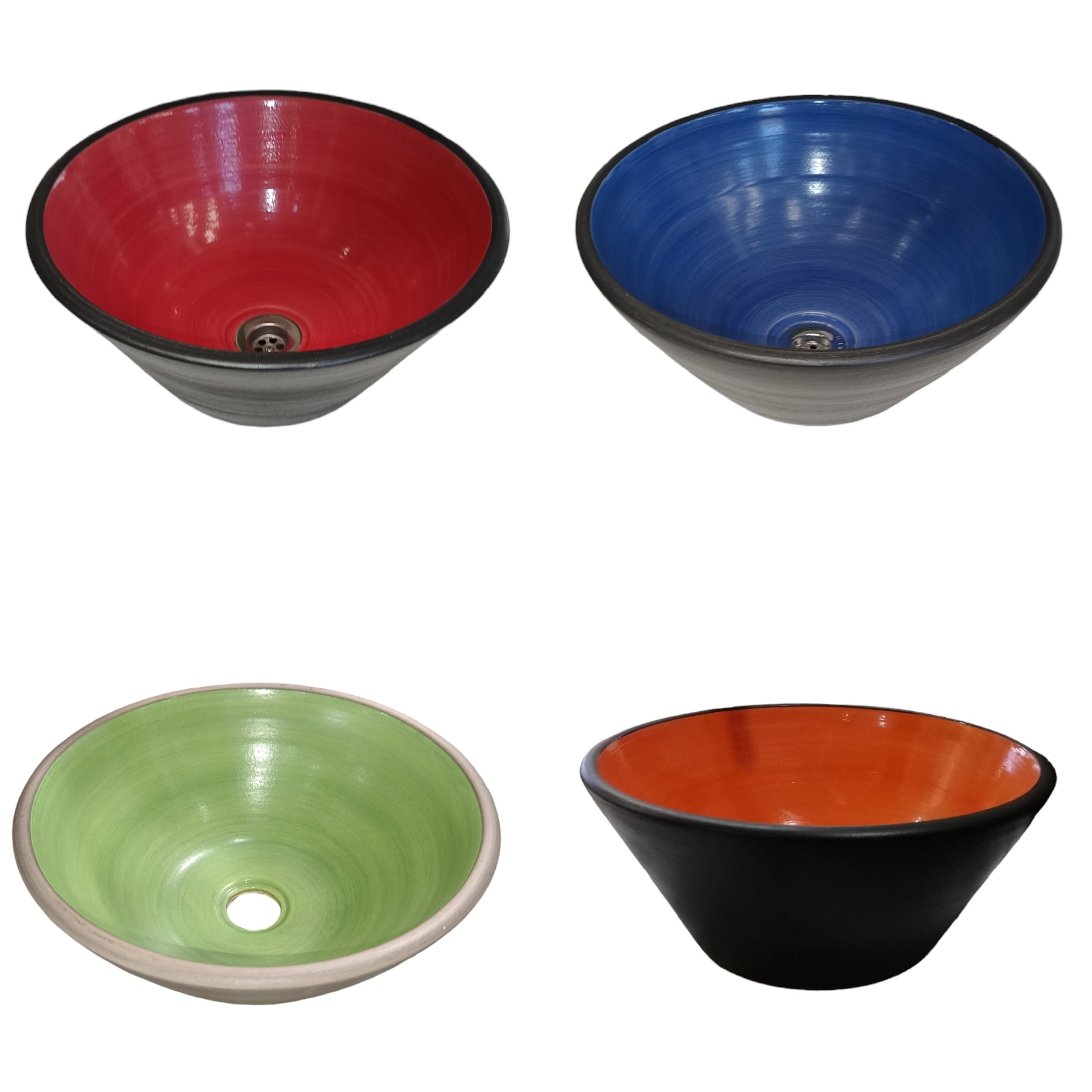 Bacha Artesanal Elíptica De Apoyo Fango 35X13 Verde Y Gris