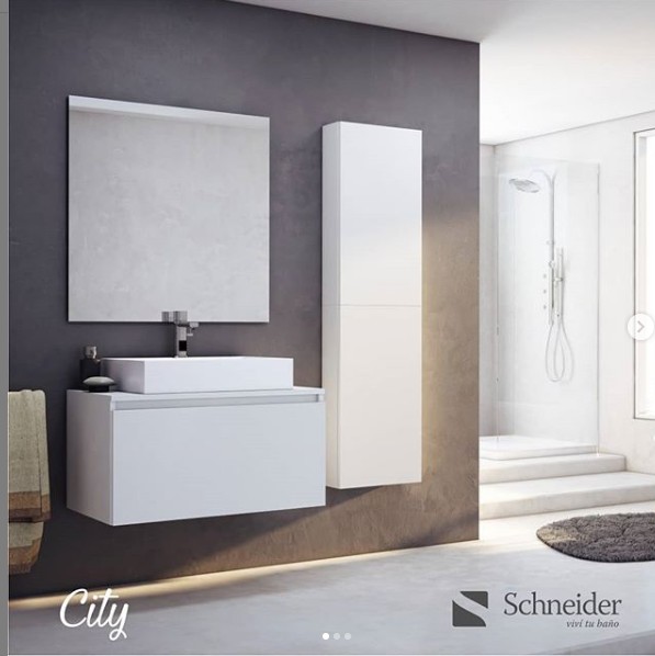Vanitory De Colgar Monocomando Schneider City Blanco 100 Cm