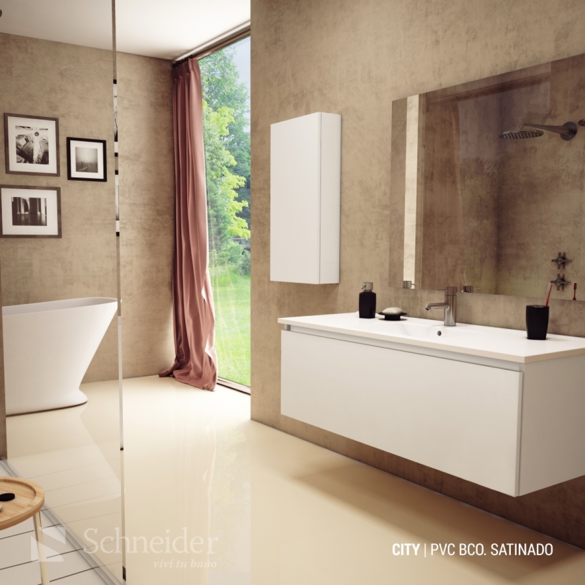 Vanitory De Colgar Monocomando Schneider City Blanco 100 Cm