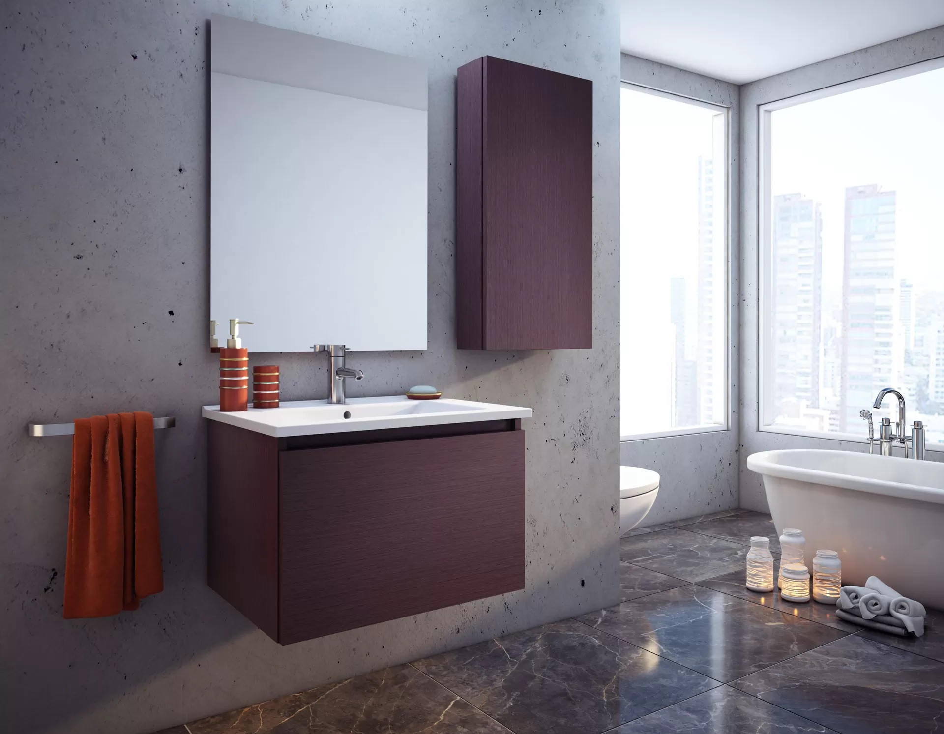 Vanitory De Colgar Schneider City 100 Cm Wengue