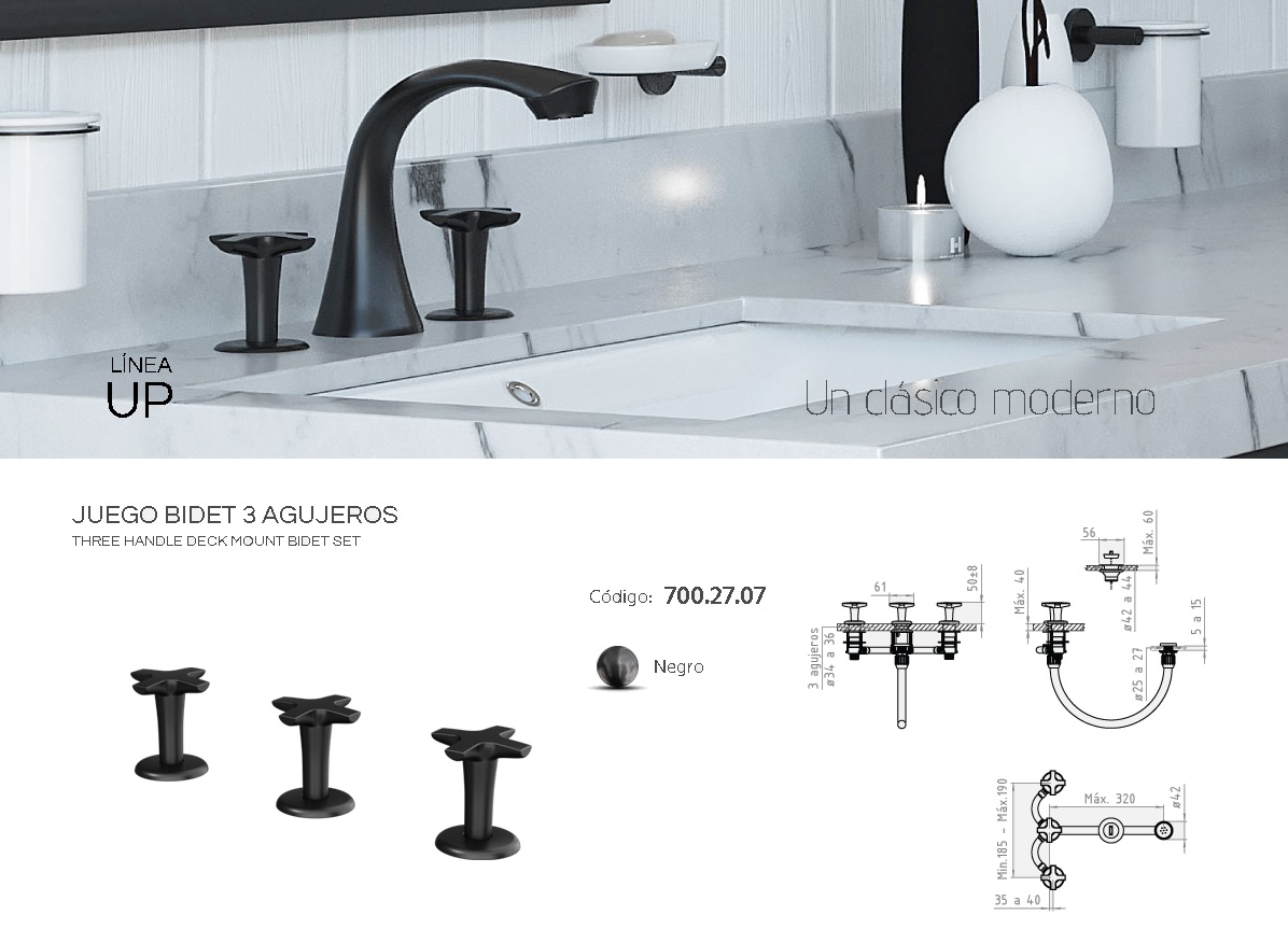 Grifería Negra Para Bidet Andez Up 700.27.07