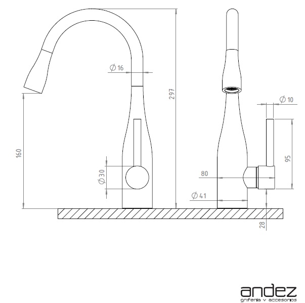 Griferia Monocomando Para Cocina Andez Wine 400.16