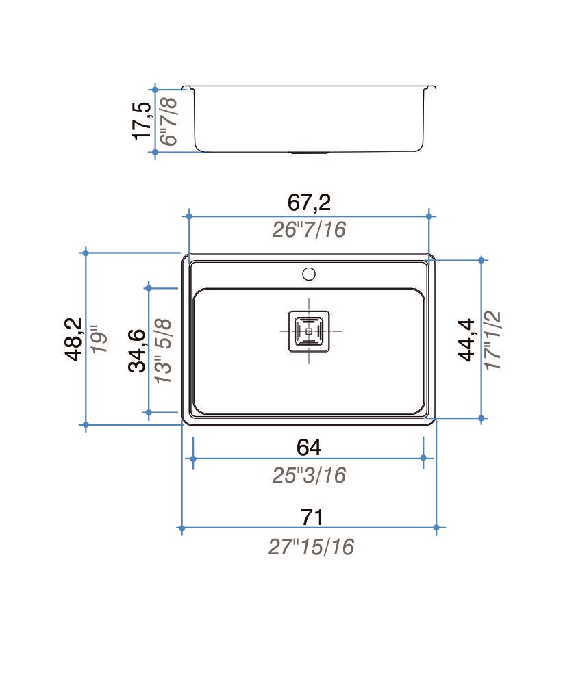 Bacha De Cocina Johnson Q71A Quadra Sin Orificio