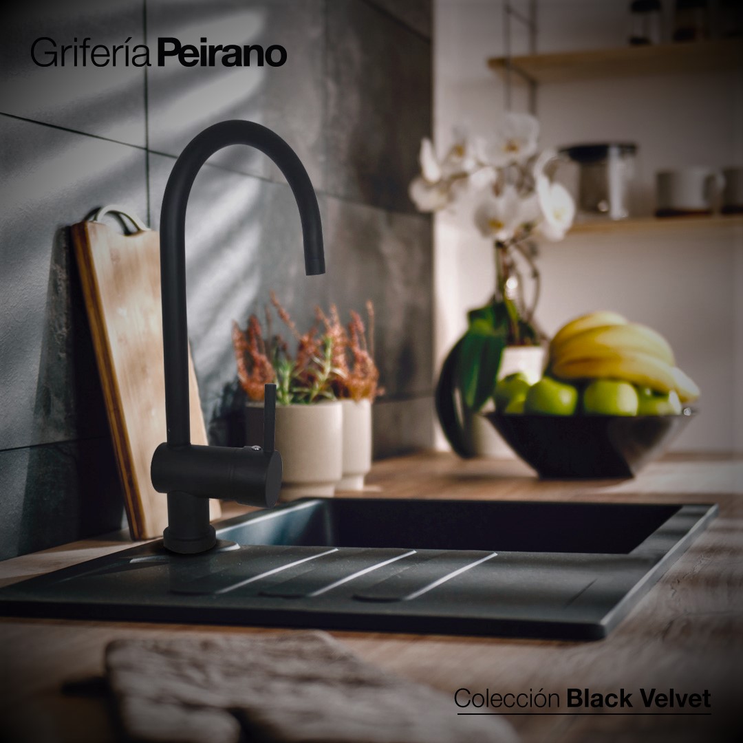 Griferia Monocomando Para Cocina Peirano Black Velvet 20-190