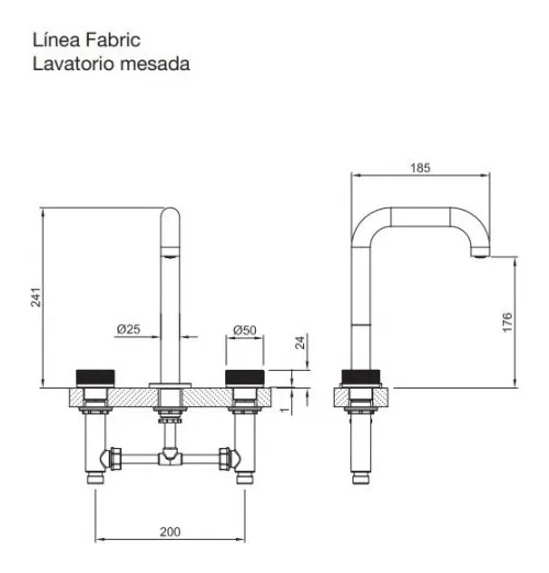 Griferia Para Lavatorio Peirano Fabric Negra 60-100N