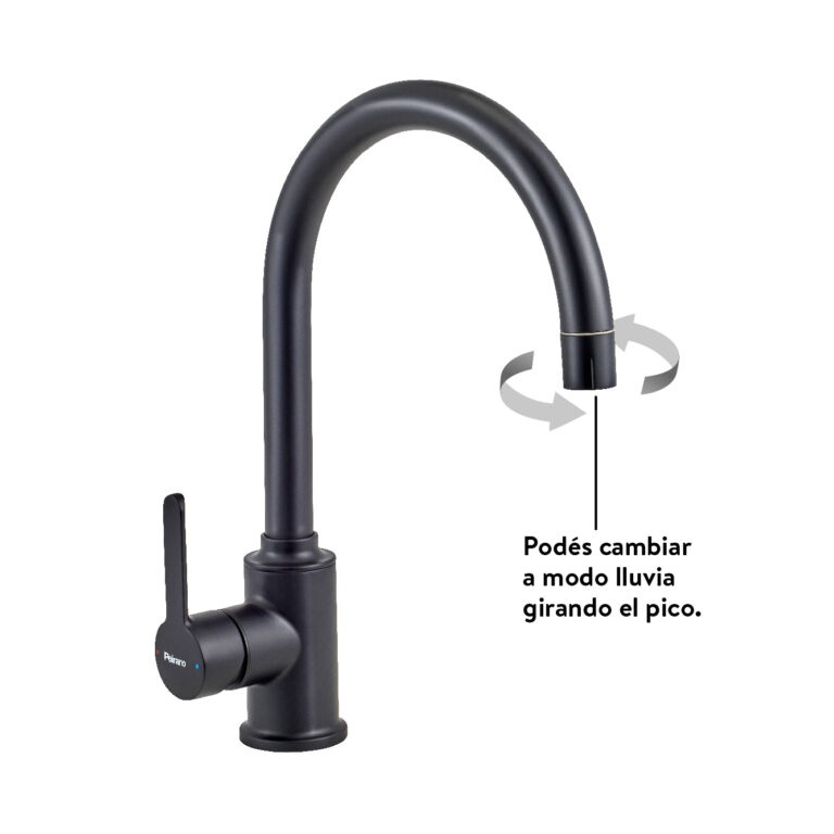 Griferia Monocomando Para Cocina Peirano Move Negra 20-146N