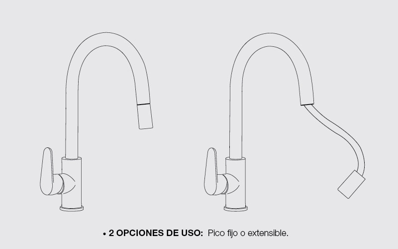 Griferia Monocomando Para Cocina Con Pico Extraible Peirano Vigo 301-32