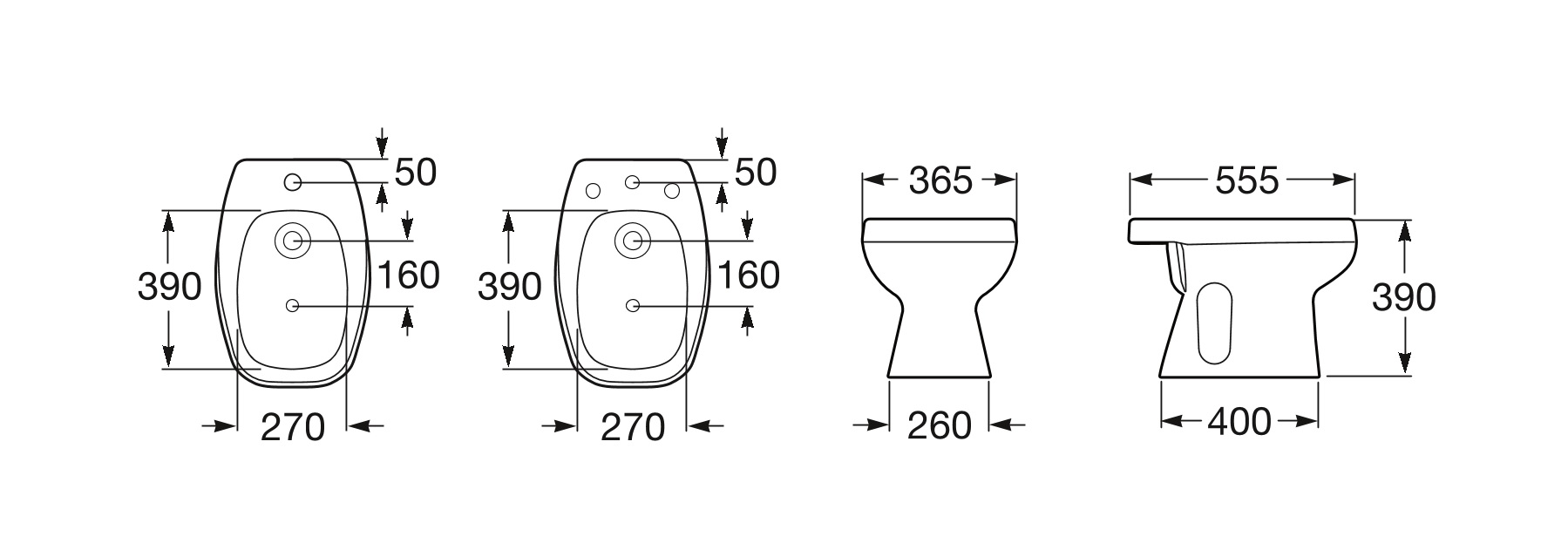 Bidet Roca Monaco De 3 Agujeros Blanco