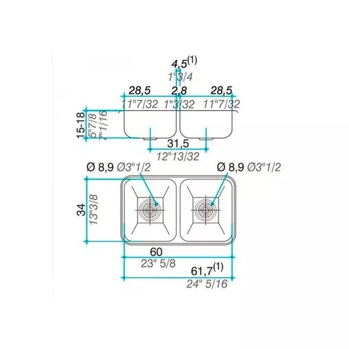 Bacha De Cocina Johnson CC28/18 Doble