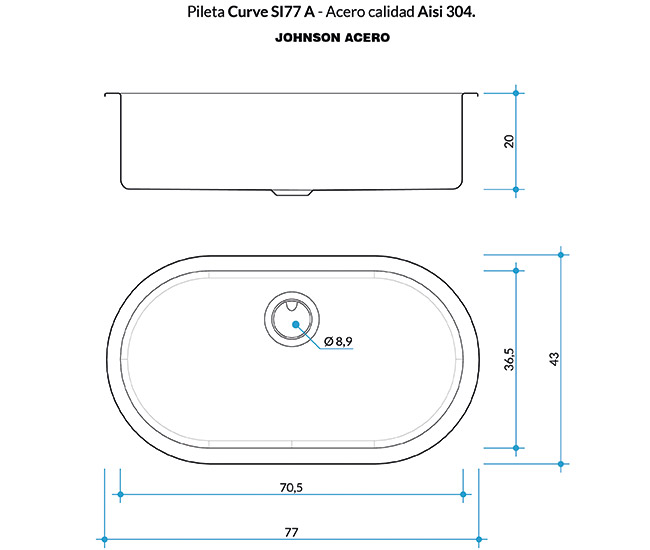 Bacha De Cocina Johnson Curve Si77A