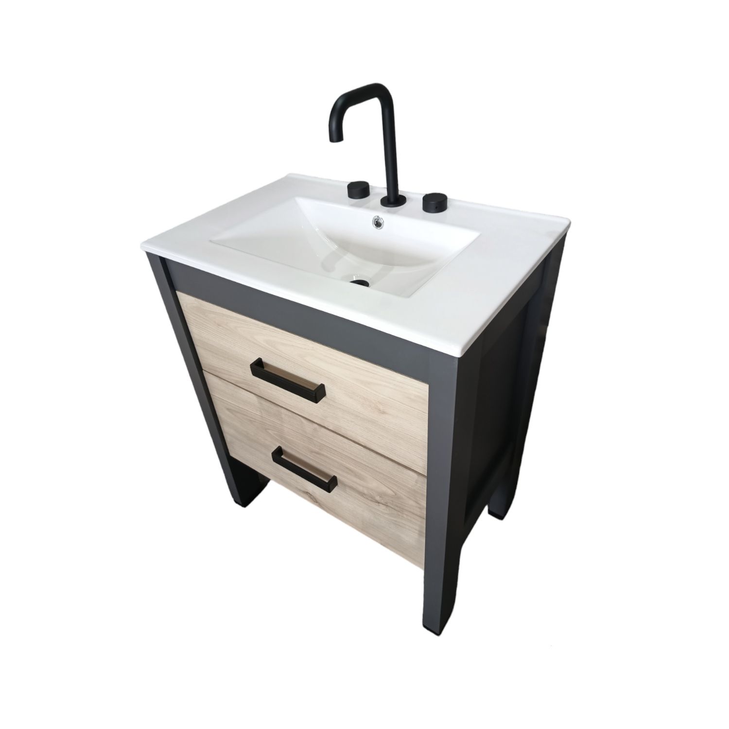 Vanitory De Pie Con Bacha Monocomando Campi Black 70 Cm