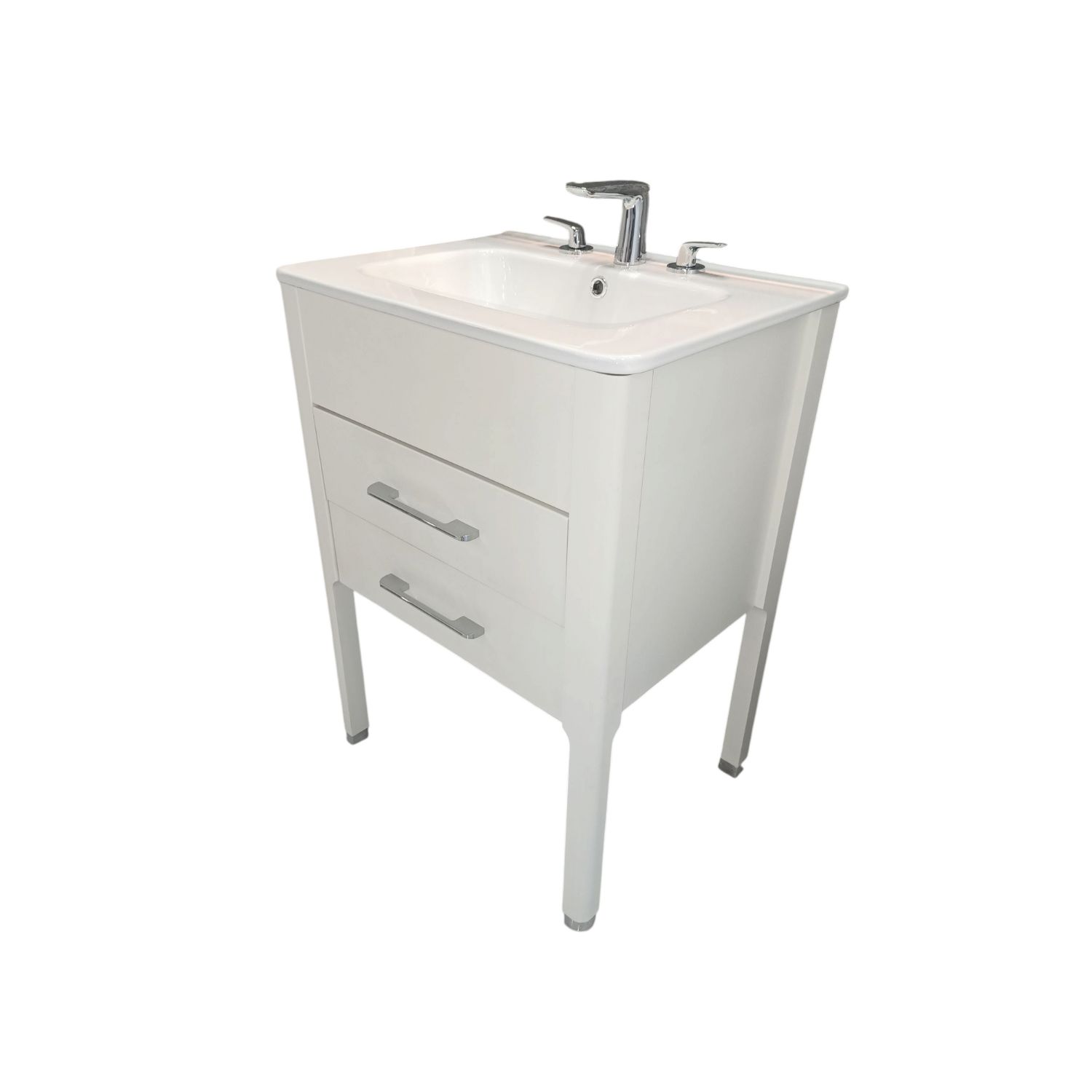 Vanitory De Pie Con Bacha De 3 Agujeros Campi Curve 60Cm Blanco