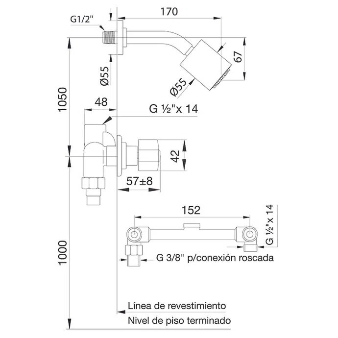 Griferia Para Ducha Sin Transferencia Fv Arizona 109/B1