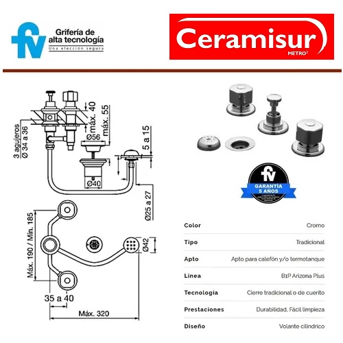 Griferia Para Bidet Fv Arizona 295/B1