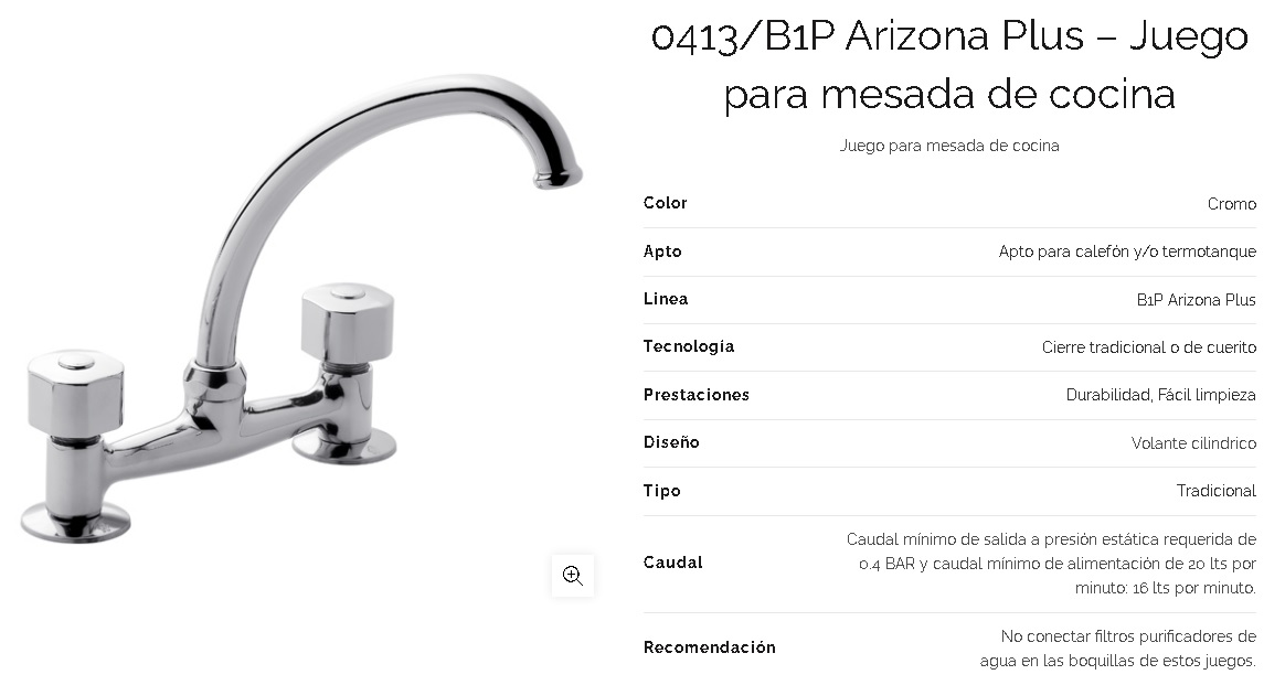 Griferia Monocomando Para Cocina Fv Arizona 413/B1