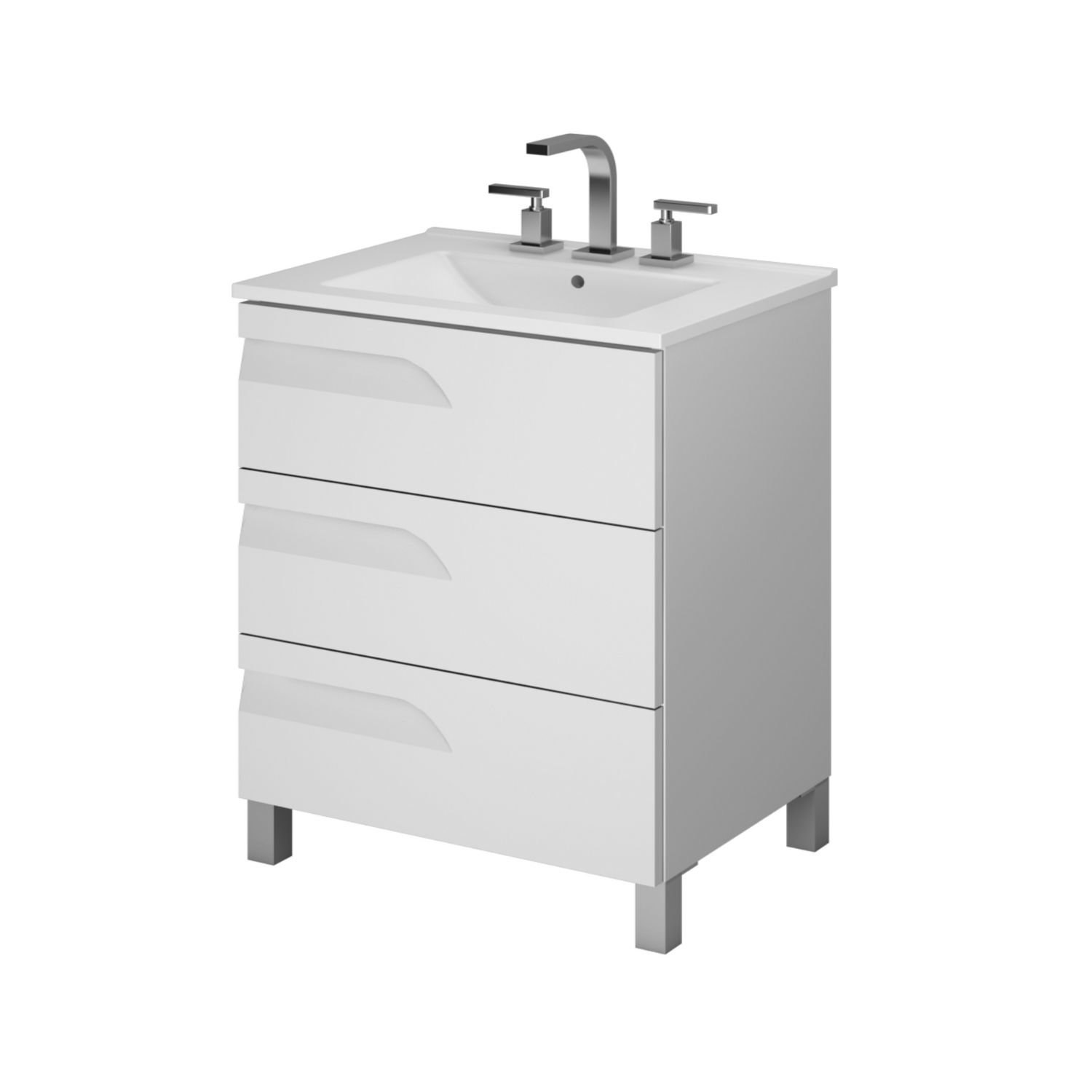 Vanitory De Pie Monocomando Schneider Rivo 80 cm Blanco
