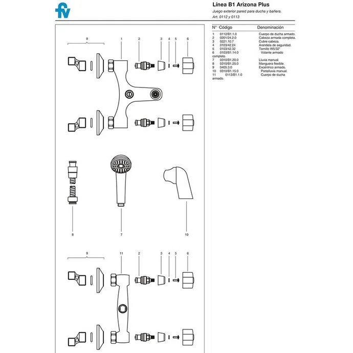 Griferia Monocomando Para Ducha Exterior Con Transferencia Fv Arizona 310