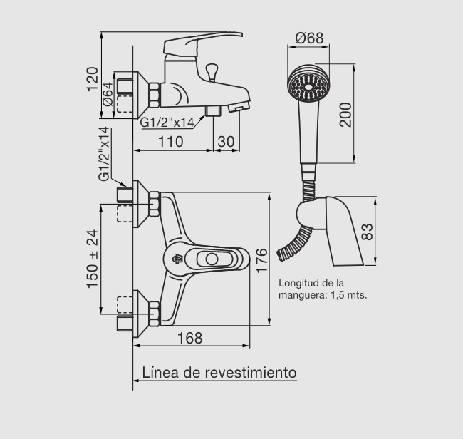 Griferia Monocomando Para Ducha Exterior Con Transferencia Fv Arizona 310