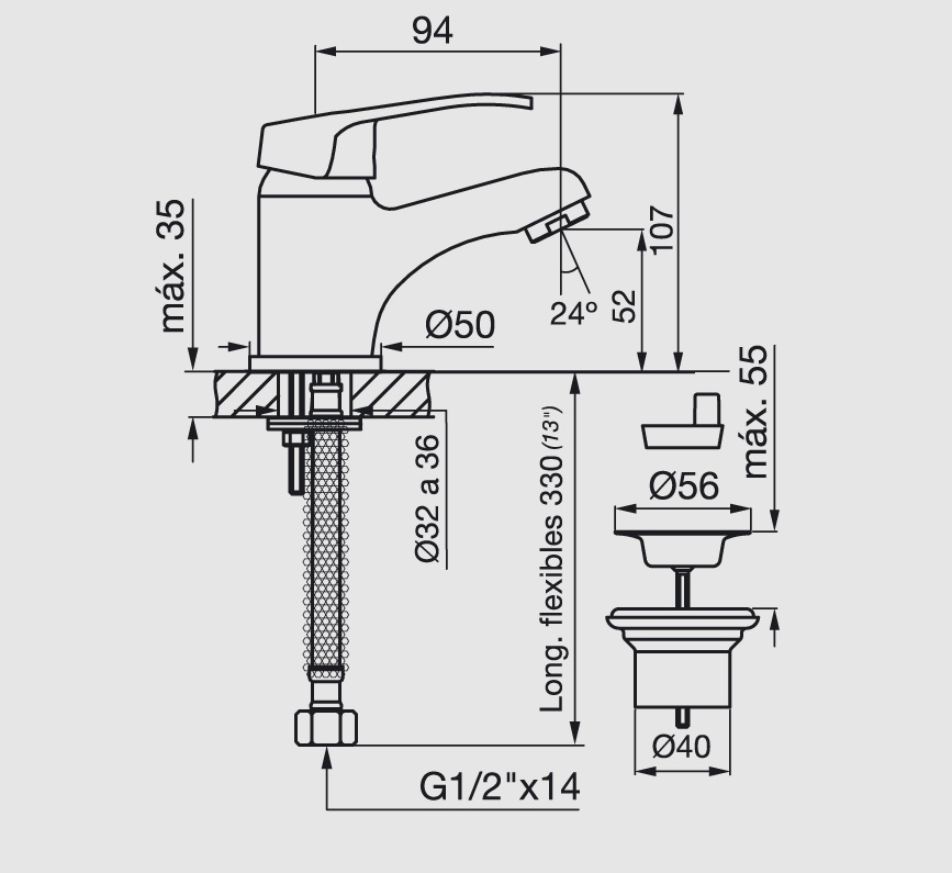 Griferia Monocomando Para Lavatorio Fv Arizona 181/B1