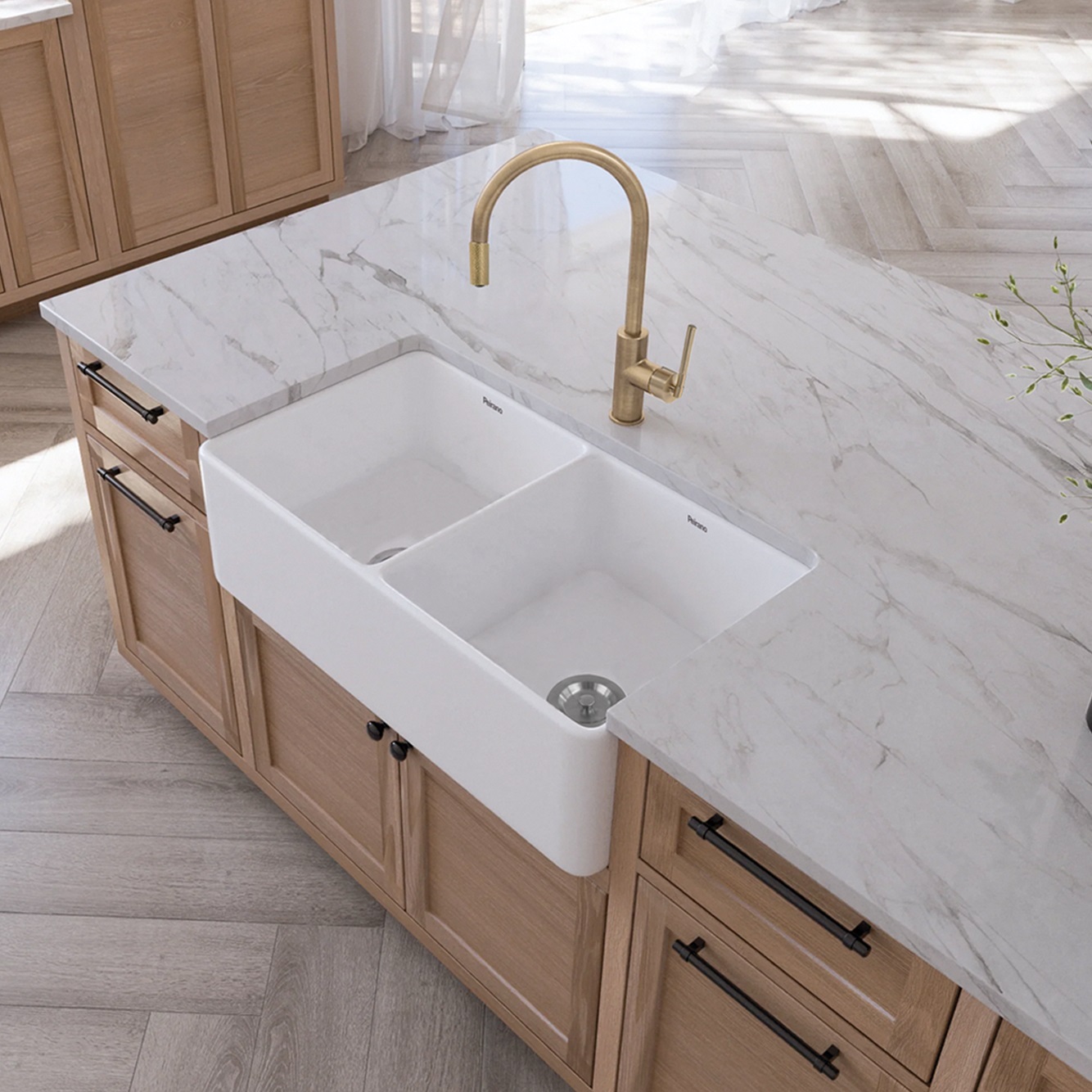 Bacha de Apoyo Peirano Para Cocina Doble Blanca BCH-17