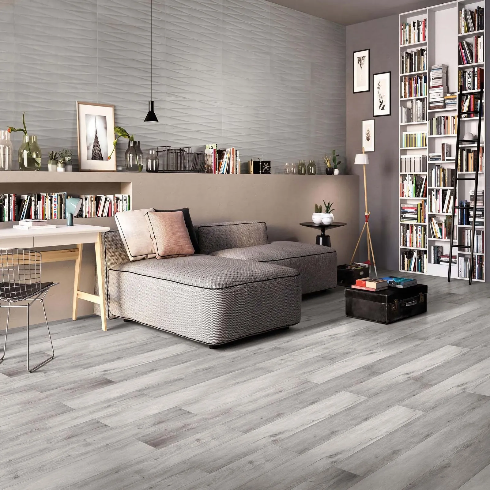 Piso Vinílico De Encastre o Click Con Base de Goma – 315-D GRIS